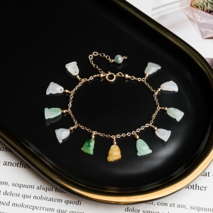 14K糯冰种翡翠手链