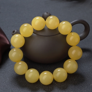 18.5mm鸡油黄蜜蜡单圈手串