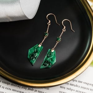 18K花青种翡翠仿古耳坠