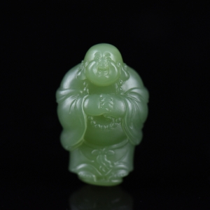 山料和田碧玉弥勒佛吊坠