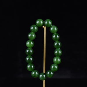 12mm山料和田碧玉单圈手串