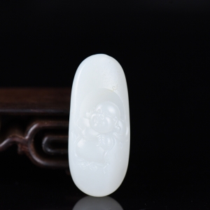 籽料和田白玉弥勒佛吊坠