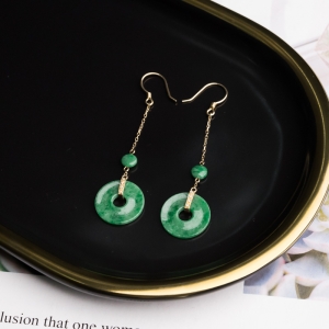 18K花青种翡翠耳坠