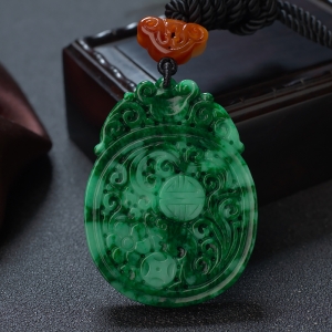 花青种翡翠仿古龙吊坠