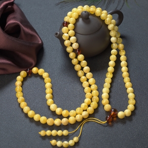 9.5mm白花蜜蜡108佛珠