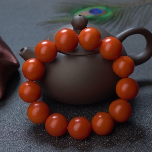 17mm柿子红南红单圈手串