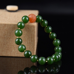 9mm山料和田碧玉单圈手串