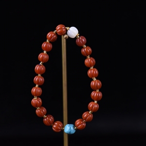 柿子红南红南瓜珠单圈手串