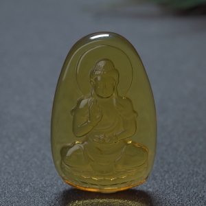 墨西哥蓝珀佛吊坠