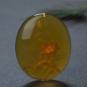 墨西哥蓝珀莲花吊坠