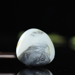 籽料和田玉青花田园人家吊坠