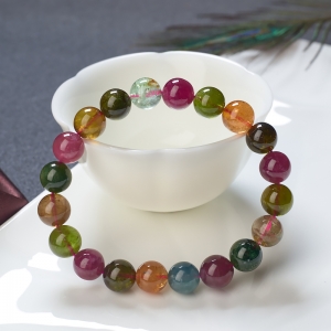 9.5mm彩虹碧玺单圈手串
