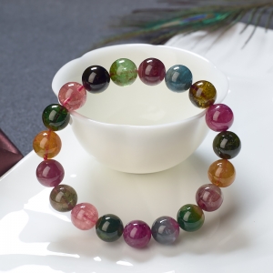10.5mm彩虹碧玺单圈手串