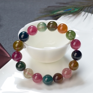12.5mm彩虹碧玺单圈手串
