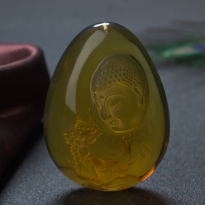 墨西哥蓝珀一品清廉吊坠