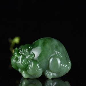 山料和田碧玉貔貅手把件