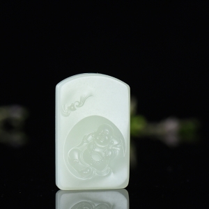 籽料和田白玉弥勒佛吊坠