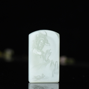 籽料和田白玉观音吊坠