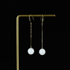 18K山料和田白玉耳坠