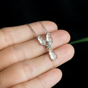 18K冰种翡翠福禄项链