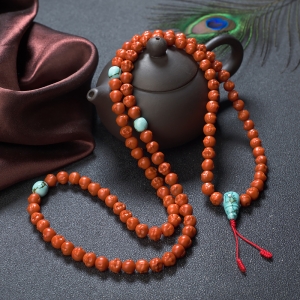 柿子红南红佛头珠108佛珠