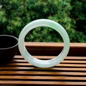 57mm糯冰种飘翠翡翠平安镯