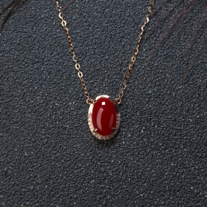 18K阿卡牛血红珊瑚项链