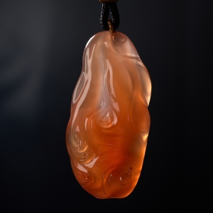 冰红南红一心向佛吊坠