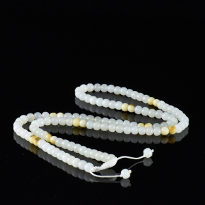 籽料和田白玉老形珠108佛珠