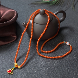 3.5mm柿子红南红多圈手串