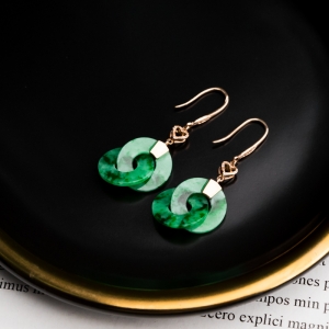 18K花青种翡翠耳坠