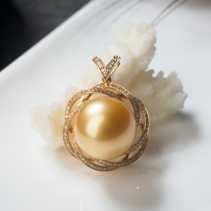 18K海水金色珍珠吊坠
