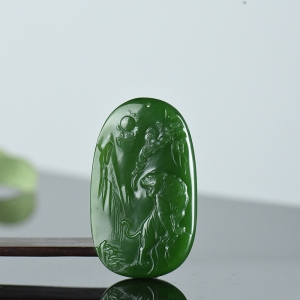 山料和田碧玉上山虎吊坠