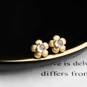 18K冰种翡翠花耳钉