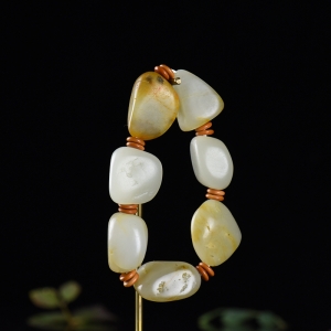 籽料和田玉原石单圈手串