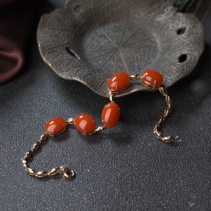 18K柿子红南红手链