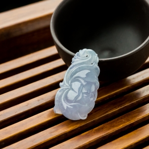 糯冰种紫罗兰翡翠吊坠