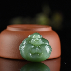 山料和田碧玉一团和气弥勒佛吊坠