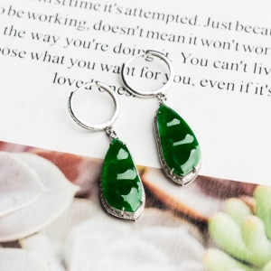 18K糯冰种阳绿翡翠福豆耳坠