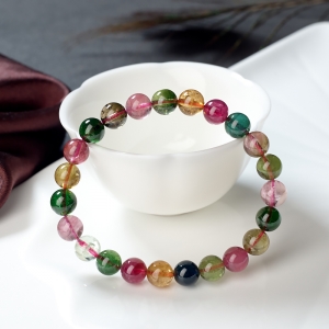 8mm彩虹碧玺单圈手串