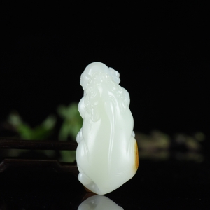 山料和田羊脂白玉貔貅手把件