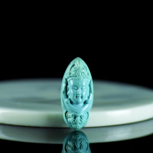 中高瓷蓝色绿松石观音吊坠