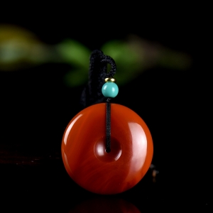 柿子红南红平安扣吊坠