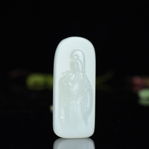 籽料和田白玉忠义千秋吊坠