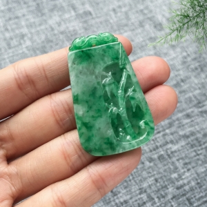 糯冰种飘翠翡翠节节高升吊坠