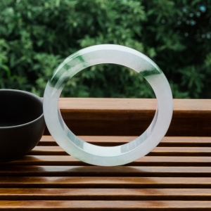 53mm糯冰种飘花翡翠平安镯