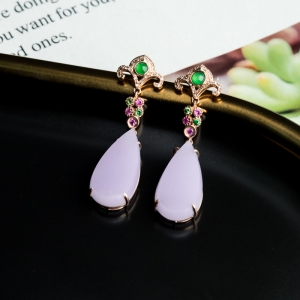 18K糯冰种紫罗兰翡翠耳坠