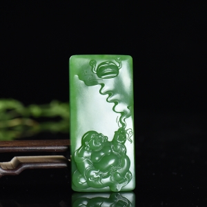 山料和田碧玉弥勒佛吊坠