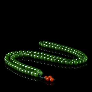 山料和田碧玉老形珠108佛珠