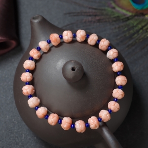 深水珊瑚莲花珠单圈手串